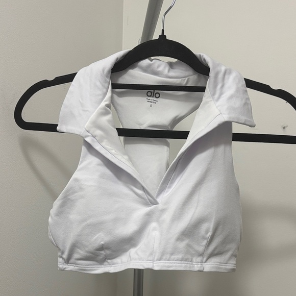 ALO Yoga Tops - ALO Yoga White Collared Crop Top